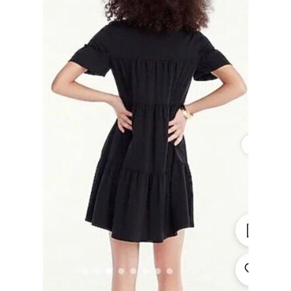 J. Crew Black Dress Short Tiered Flutter Sleeve Casual Knit NWT Size Small - Picture 8 of 10